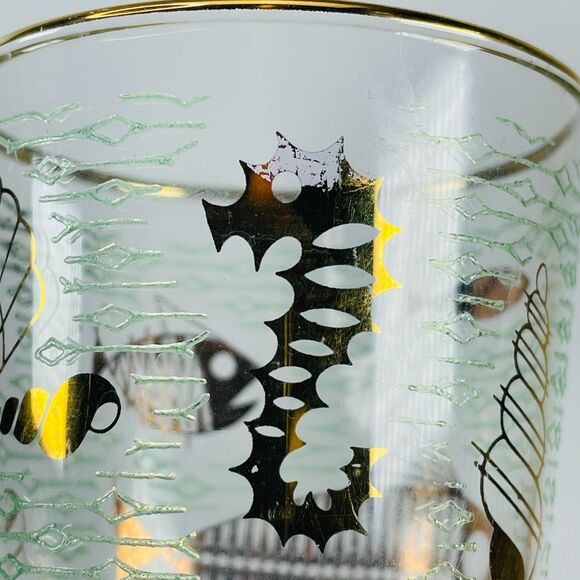 Vtg Libbey Marine Life Pilsner Glass 8.5" Fish Seahorse Aqua Gold Coastal Bar - Picture 7 of 12